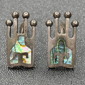 Sterling Silver and Abalone Inlay Cufflinks